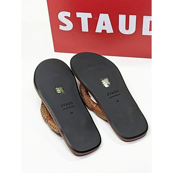 STAUD Women's Raffia Sierra Thong Sandals in Tan Size 38 (MSRP $250) - Picture 7 of 10